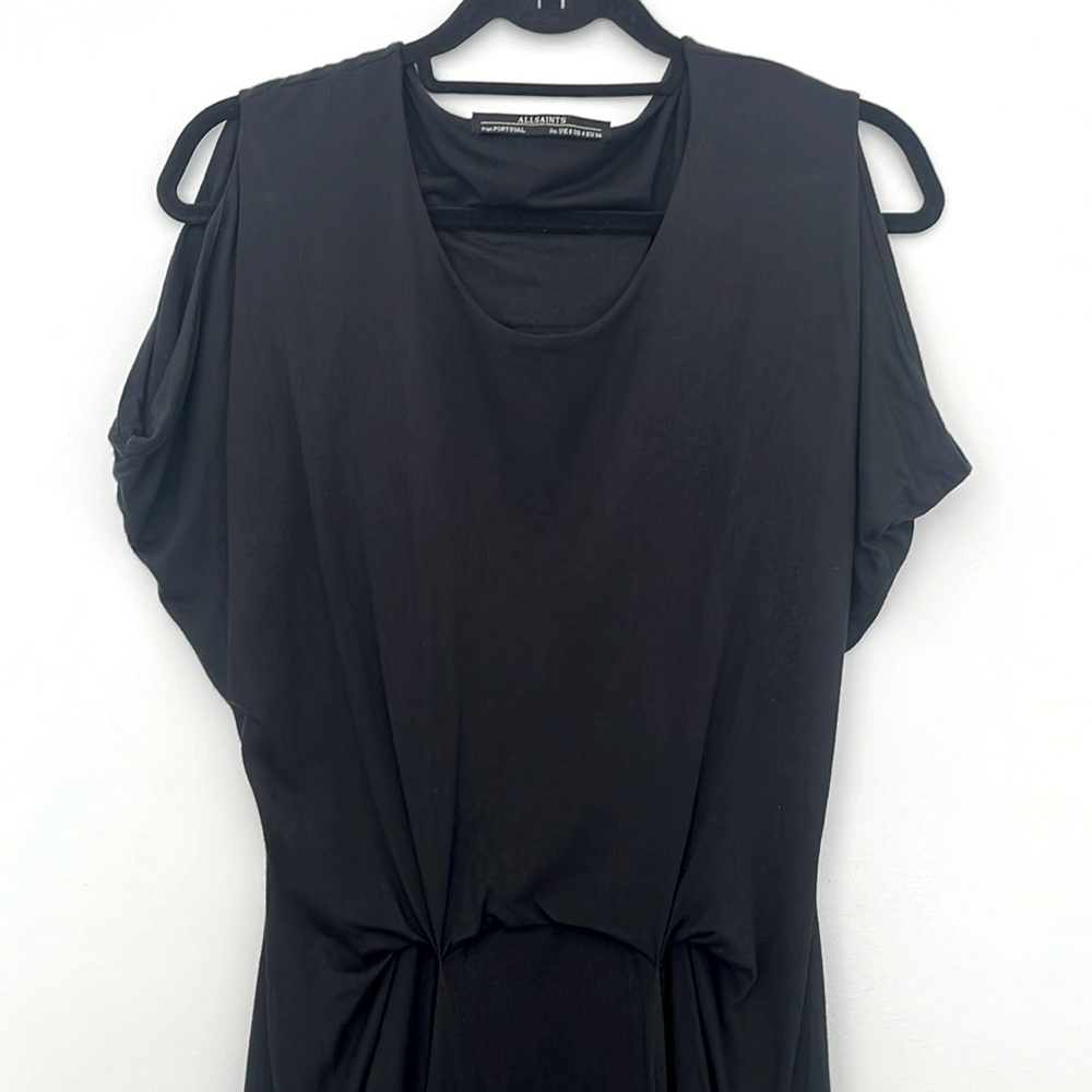 All Saints - Black Silk/Modal Drapey Dress